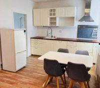 living room with kitchen