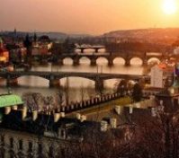 Views over centre of Prague from park Letna.