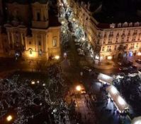 Prague Old Town square view into Parizska street, one of the most luxurious streets in Prague during winter.