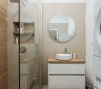Modern private bathroom with walk-in shower corner