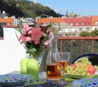 View from the terrace and kitchen window